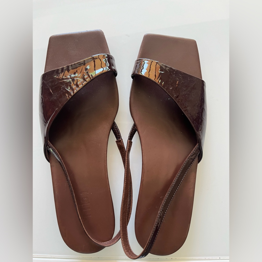 Tibi brown patent Avi flat-39